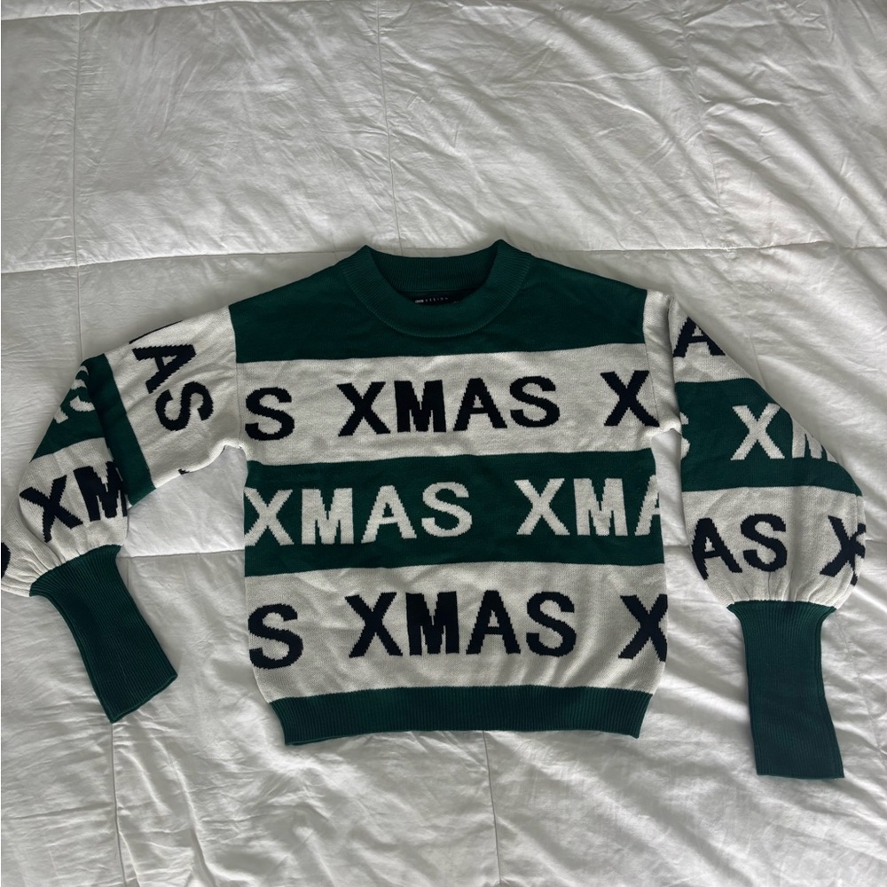 Green and White Christmas Sweater